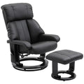 HOMCOM Massage Recliner Chair with Ottoman 360° Swivel Recliner and Footstool 10 Point Vibration PU Leather Reclining Chair with Side Pocket and Remote Control Black