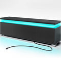 Rolanstar TV Stand with Power Outlet &amp LED Lights Modern Entertainment Center for 32/43/50/55/65 Inchs TVs TV Table Universal Gaming LED TV Media Stand with Large Storage Cabinet Black