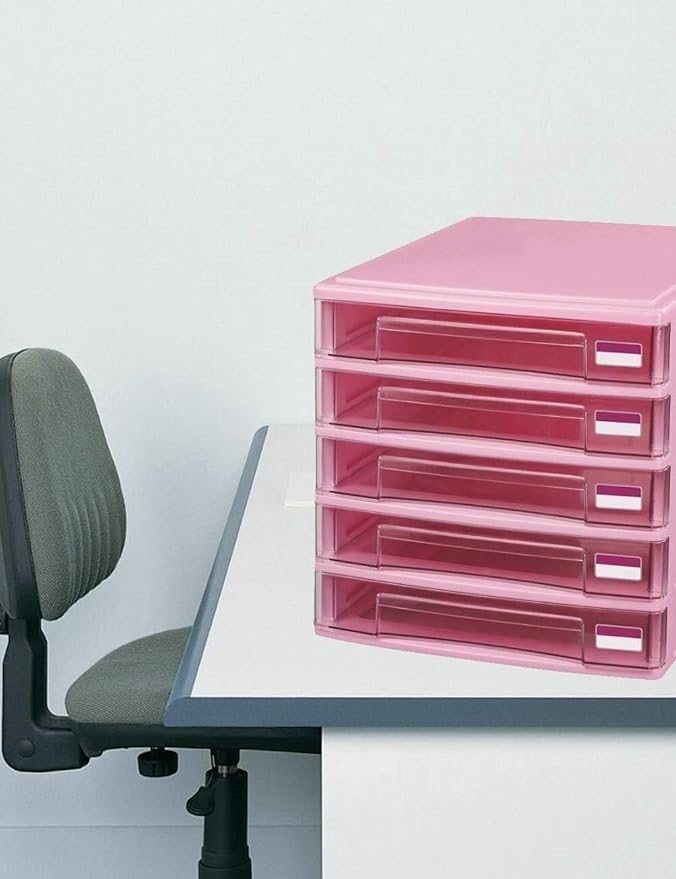 File Cabinet 5 Drawers Desktop Plastic Storage Box Home Office Cabinet Desktop File Storage Manager Bookshelf
