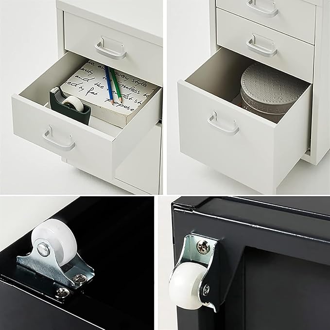 Rolling File Cabinet Metal File Cabinet Cabinet with Wheels 3/5 /6/8 Drawers Vertical Filing Cabinet for Home/Office (Color : Dark Gray Size : 3 Drawer)