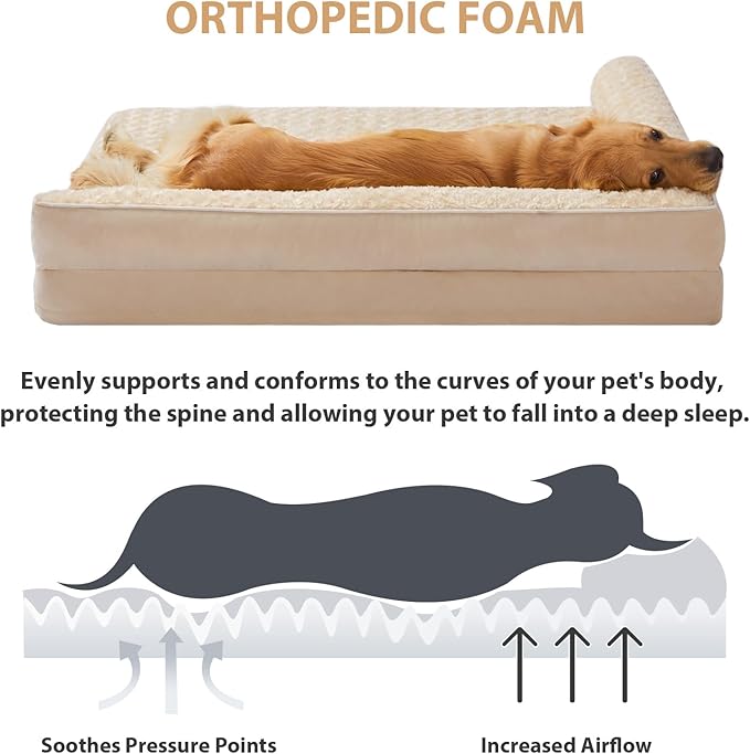 BFPETHOME Orthopedic Dog Beds for Large Dogs-Waterproof Sofa Dog Bed with Removable Washable Cover Large Pet Bed with Waterproof Lining and Nonskid BottomPet Bed for Dogs