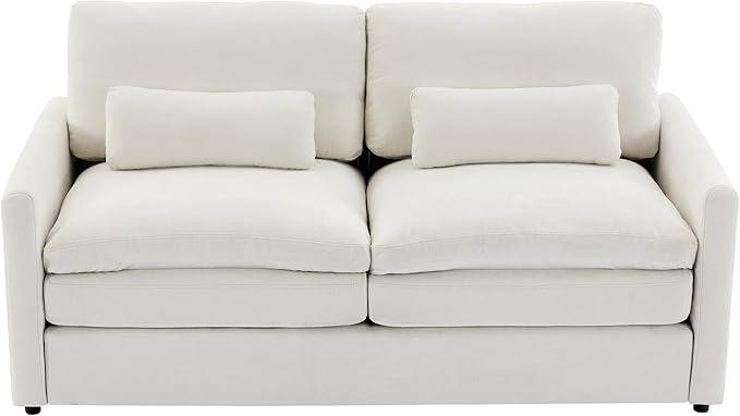 68.1 Oversized Cozy Upholstered Loveseat Sofa Oversized Comfy Comfy Cloud Sofa Double Cushion Loveseat Sofa Plush Cushion Sofa Couch for Living Room Office Apartment (Beige-2c)