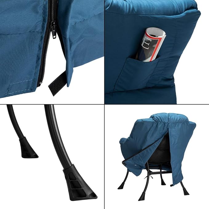 HollyHOME Lazy Chair with Armrest and Side Pocket Comfy Accent Lounge ChairLeisure Sofa Armchair for Living Room Bedroom Dorm or Small Spaces Oversized Reading Sofa ChairNavy Blue