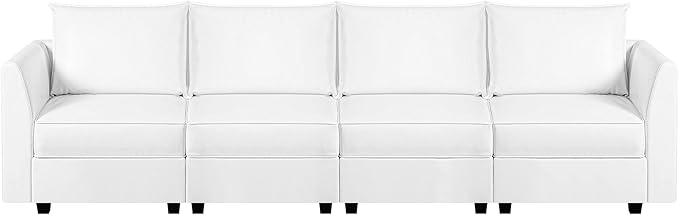 Elizabeth Modular 4 Piece Sofa for Living Room with Extendable Design &amp Soft Comfortable Seating Air Leather Modern sofa couch with Sturdy Wooden Frame Ideal for Small Spaces Easy Assembly Whit