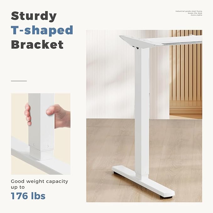Electric Standing Desk 48 x 24 Inches Lift Motorized Gaming Table with T-Shaped Metal Ergonomic Memory Controller Home Office Desk Computer Desk White