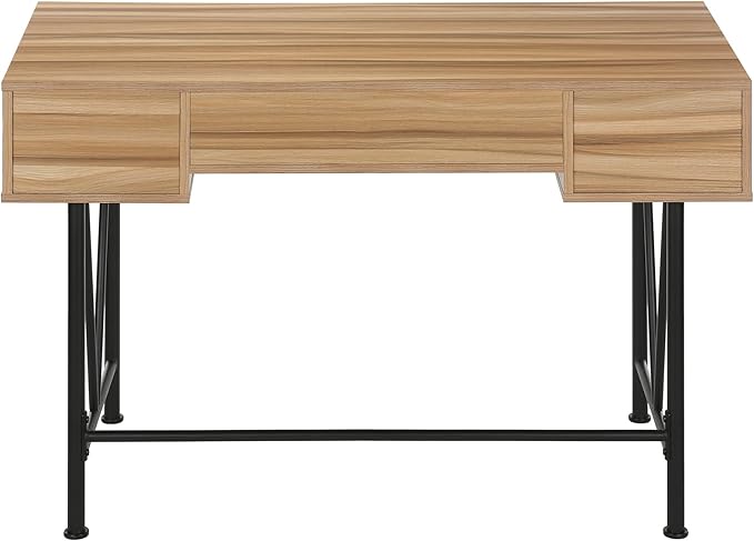 Computer Desk Home Office Laptop Storage Drawers 48 l Work Brown Laminate Black Metal Transitional