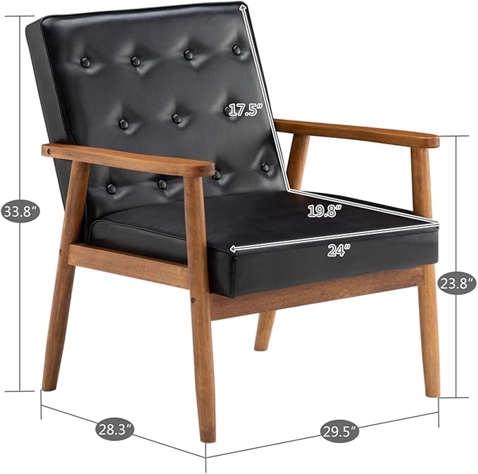 Black Office Chairs Sofa ChairComfy Club Chair Living Room ChairsWorkshop Chair Reading Chair for BedroomSide Chair for Living RoomBedroomOffice Modern Decorative Side Chair 75 x 69 x 84CM