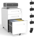 3 Drawer Mobile File Cabinet with LockUnder Desk Metal Filing Cabinets for Home Office Organizer Letters/Legal/A4 Fully Assembled (White+1)