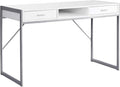 Monarch Specialties Contemporary Laptop Table with Drawers and Shelf Home &amp Office Computer Desk-Metal Legs 48 L White