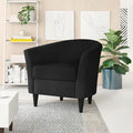 Stylish Black Faux Leather Lounge Chair Living Room 31.5'' Wide Modern Style Solid and Engineered Wood Frame Black Tapered Dowel Legs | Foam Seat Material Tight Back Pretty Coal Shade Durable