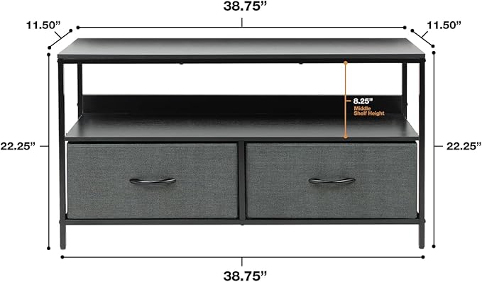 Sorbus TV Stand Dresser with 2 Drawers - Television Riser Chest with Storage - Bedroom Living Room Closet &amp Dorm Furniture