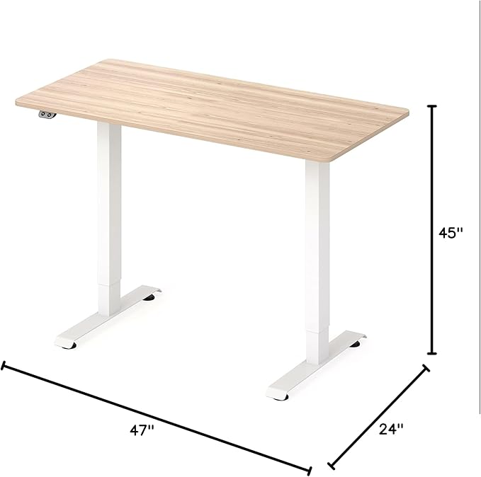 HOMES: Inside + Out Elmfort Modern Adjustable Height Metal 47 in. Standing Desk for Home Office Natural Brown and White