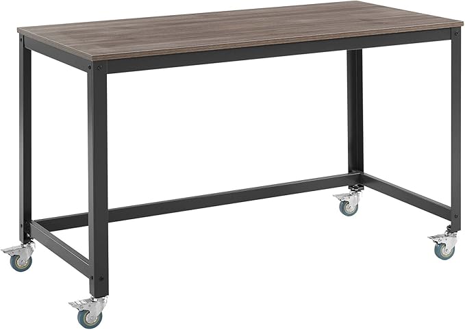 Modway Vivify Industrial Modern Computer Office Desk With Locking Casters