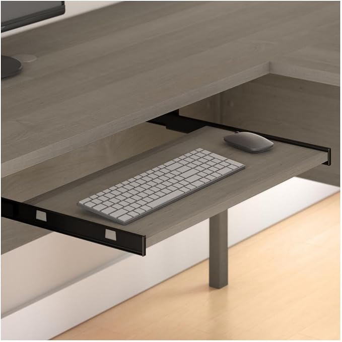 Bush Home Somerset 60W L Shaped Desk with Hutch in Ash Gray