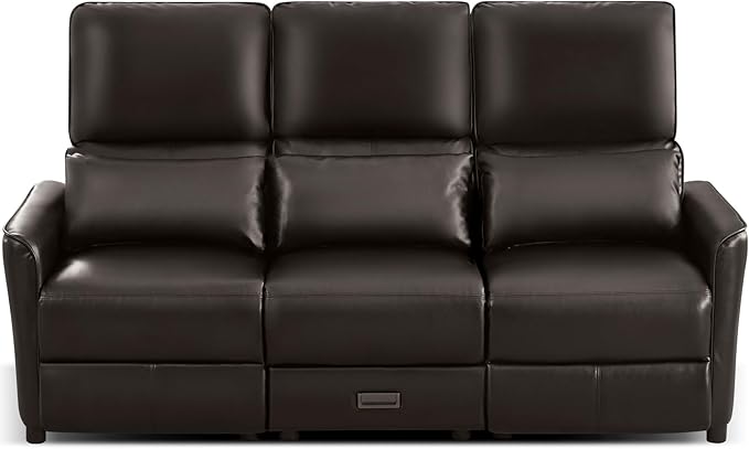 Reclining Loveseat Sofa 3 Seat Manual Recliner Couch with Flip Middle Backrest Console Wall Hugger Storage Drawer &amp Cup Holder for RV &amp Living Room Seating (Dark Brown 3 seat)