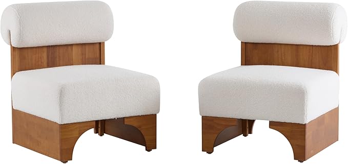 Christopher Knight Home Nadine Accent Chairs Set of 2 Boucle Club Chair Upholstered Lounge Chair Rolled Backrest Accent Chairs Solid Wood Legs Frame Single Sofa for Living Reading Room Beige