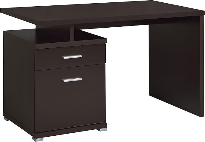 Coaster Home Furnishings - Irving - Engineered Wood - 47-Inch 2-Drawer Computer Desk with File Cabinet Rectangular Desk with Smooth Top and Plastic Glides - Home Office - Cappuccino - 800109