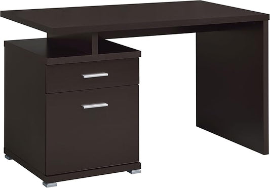Coaster Home Furnishings - Irving - Engineered Wood - 47-Inch 2-Drawer Computer Desk with File Cabinet Rectangular Desk with Smooth Top and Plastic Glides - Home Office - Cappuccino - 800109