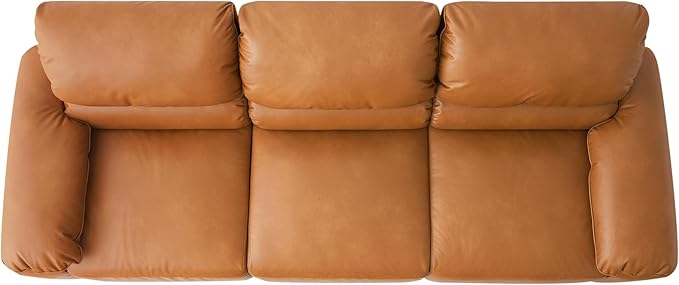 95 3-Seater PU Faux Leather Couch Modular Sectional Sofa Oversized Mid-Century Modern Comfy Couches with Extra Deep Seats Wide Arm for Living RoomOffices Apartments Easy to Assemble Brown | PU Fa