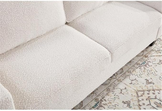 BOWERY HILL Transitional 57 W Boucle Fabric Loveseat Sofa with Built-in USB Charging Port and Functional Side Pockets in Beige
