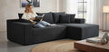 Ridge 2-Piece Convertible Corduroy L-Shaped Sofa in a Box with Pillows 3-Seater Modular Sectional Couch Compressed Living Room Furniture Black (Right Facing)
