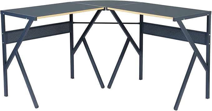 L-Shaped Desk Corner Computer Desk Space-Saving &amp Multifunctional Home Office Desk Writing Workstation Study Desk with Round Corner (Dark Grey)