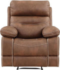 Steve Silver Co Rudger Manual Recliner Living Room Furniture Chair Home Office Home Theater Seating Chestnut Brown Microsuede Cover 37.5 D x 35.5 W x 41.75 H Brown