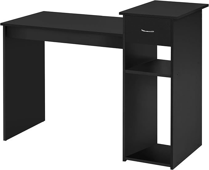 Topeakmart Modern Computer Desk 47 inch Home Office Computer Desk Study Writing PC Table Workstation with Drawers and Printer Shelf for Small Spaces Home Office Furniture