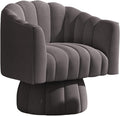 Accent Chair Mid Century 360 Degree Swivel ChairModern Lounge Sofa Round Barrel Chair with Wide UpholsteredFluffy Velvet Fabric Chairs for Home Sofa Living Room/Bedroom/Waiting Room (Grey)
