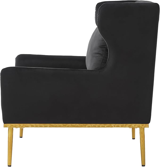 Christopher Knight Home Vincenzo Reading Single Sofa Upholstered Club Chair Velvet Accent Chair Single Lounge Curved Armchair Comfort Seating Armchair Sturdy Iron Legs for Living Room Black