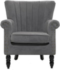Sweetcrispy Modern Armchair for Living Room Accent Chair Upholstered Arm Chair Linen Fabric Single Sofa Chair with Solid Wood Legs for Small Spaces Apartment Office Bedroom Decor