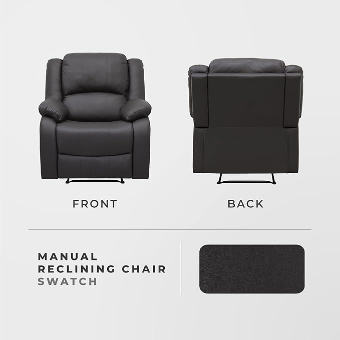 Lexicon Manual Recliner Sofa Chair Home Theater Seating Wall Hugger Manual Reclining Nursery Chair for Bedroom/Living Room/Office/Apartment Dark Brown Faux Leather