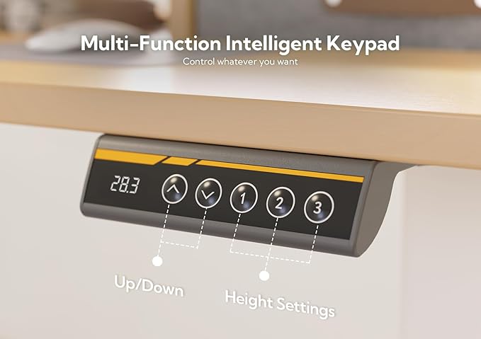 Claiks Standing Desk with Drawers Stand Up Electric Standing Desk Adjustable Height Sit Stand Desk with Storage Shelf and Splice Board 55 Inch Natural
