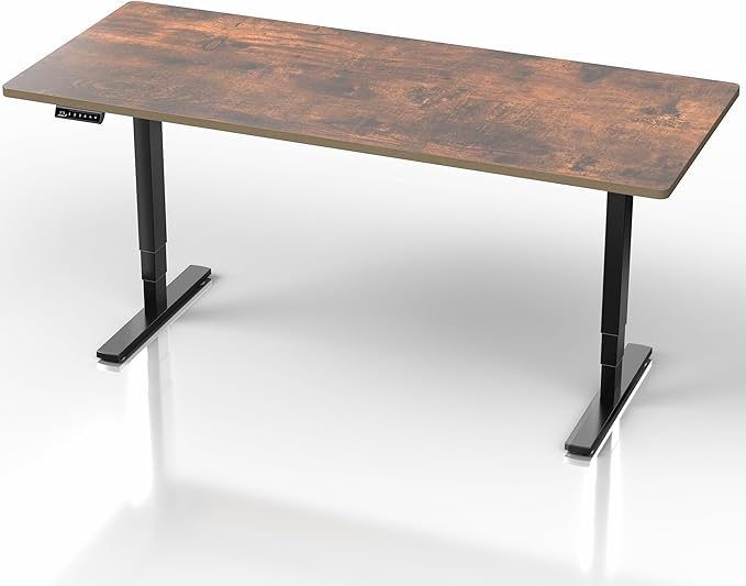 VIVO Electric 71 x 30 in Standing Desk Touch Screen Adjustment 220 lb Frame Support 2E Series Vintage Brown Top Black Frame DESK-KIT-2E71N