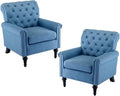 Upholstered Accent ChairsMid Century Armchair Sofa ChairsComfy Living Room ChairButton Tufted Reading Chair for Living Room BedroomStudy (2 Blue)