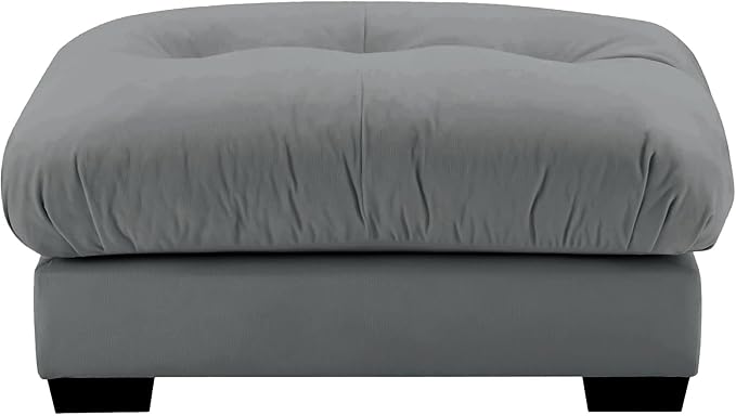 Velvet Upholstered Ottoman Footstool with Cushion for Sectional Sofa Couch 300lbs for Living RoomGrey