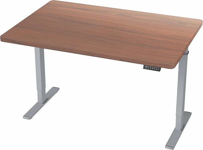 VIVO Electric 48 x 30 in Standing Desk Memory Height Adjustment 1B Series Holds 220 lbs One-Piece Dark Walnut Top Gray Frame DESK-KIT-1G5D