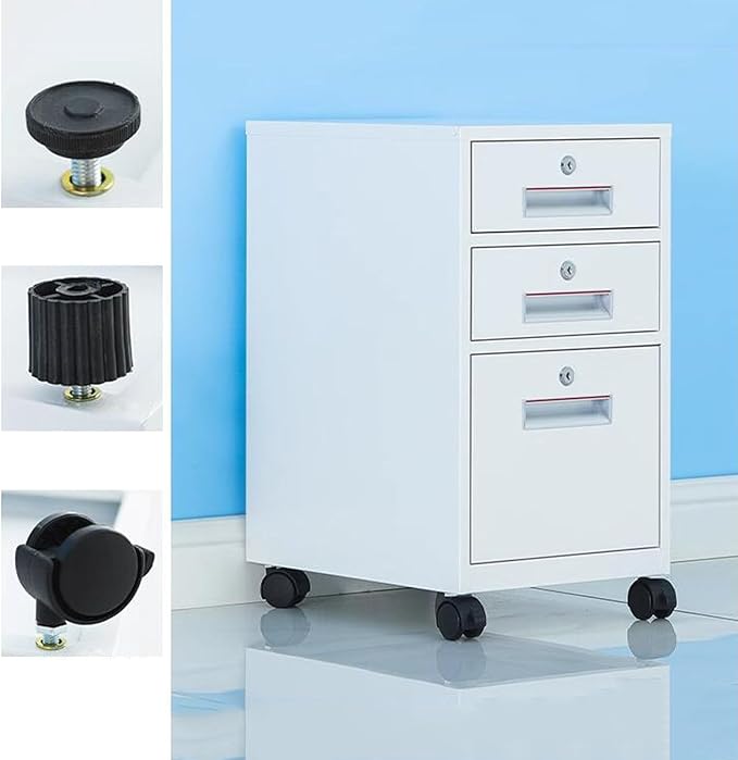 Office Tin File Cabinet Short Cabinet Under The Desk Three Drawer Movable Cabinet with Lock Storage Storage Cabinet (Color : B)