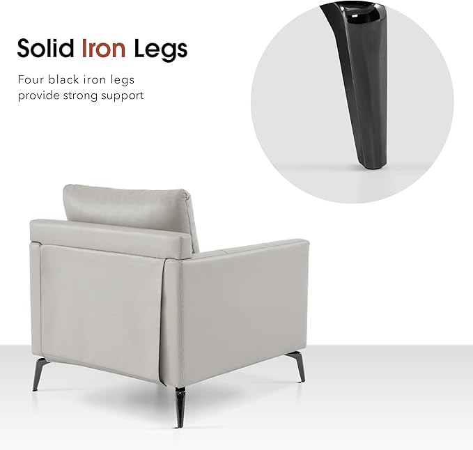 MCombo Modern Accent Chair Set of 2 Faux Leather Armchair with Sloped Arms Comfortable Living Room Office Reception or Waiting Room Seating 4629 (2 Beige)