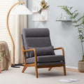 Accent Chair Modern Linen Upholstered Armchair Lounge Chair with Solid Wood Frame and 1 Pillow Comfy Single Sofa Chair Leisure Reading Chair with High Back &amp Armrest for Living Room Bedroom Dark G