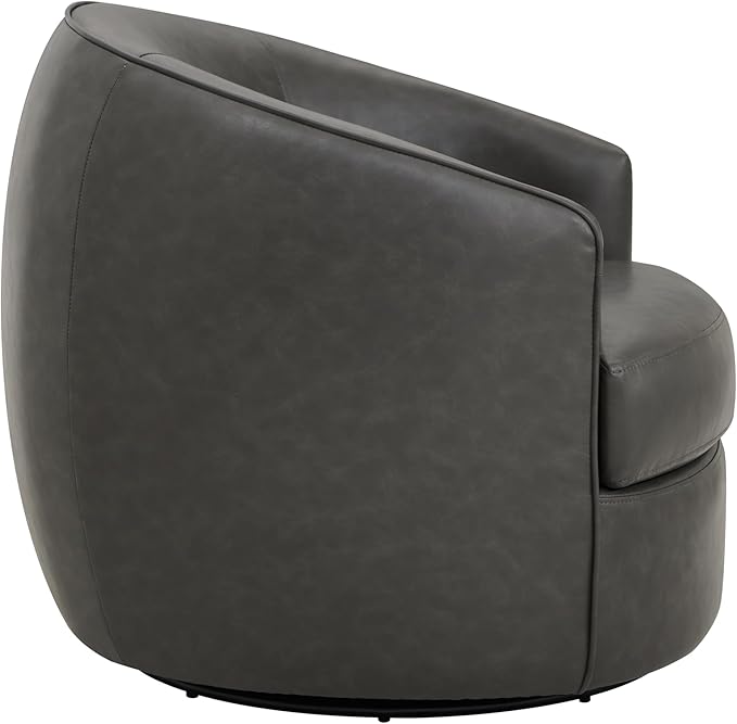 CHITA Swivel Barrel Chair Modern Comfy FSC Certified Upholstered Faux Leather Accent Chair for Living Room Fully Assembled Grey