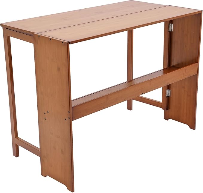 Folding Desk with Bookshelf Bamboo Writing Desk for Small Spaces Portable Study Desk for Students Foldable Computer Desk for Home Office Bedroom Dorm 39.4 x 21.6 Desk Top (Dark Brown)