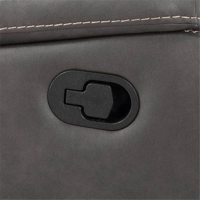Steve Silver Katrine Charcoal PU Manual Love Seats Two Built-in Recliners Luxurious Padded Charcoal Faux-Leather Baseball Stitching 62 L x 36 W x 39 H Grey