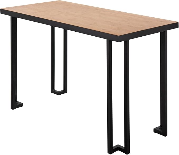 LumiSource Roman Natural Wood Desk Home Office Desk Computer Desk Black Desk Small Desk for Bedroom Gaming Desk Contemporary Desk
