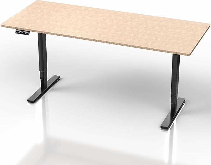 VIVO Electric 71 x 30 in Real Bamboo Standing Desk Touch Screen Adjustment 220 lb Frame Support 2E Series Black Frame DESK-KIT-2E71O