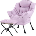 Tiita Lazy Chair with Ottoman Purple Modern Large Accent Chair Comfy Leisure Sofa Armchair with Ottoman Reading Chair with Footrest for Bedroom Living Room Dorm Rooms Purple