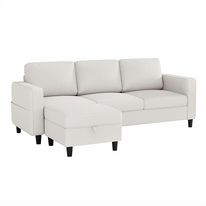 Small Sectional Couch L Shaped Sectional White Couch in a Box Small Couches with Ottoman 3 Seater Sofa for Living Room Apartment Dorm Office