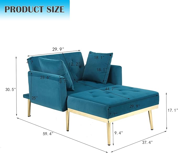 BEEY Single Sofa Accent Fabric Chair Comfy Upholstered Arm Chair Living Room FurnitureNavy 53 Loveseat Sofa Small Couches for Small Spaces Modern 2-Seater Couch with Button Tufted Back Dark Green
