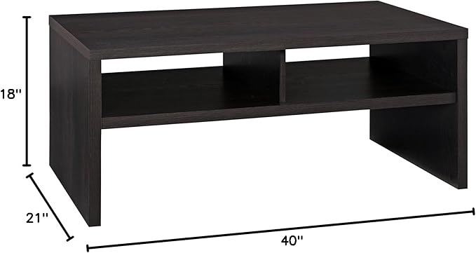 ClosetMaid 1664 Rectangular Coffee Table with Storage Shelves Black Walnut