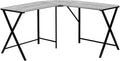 Computer Desk Home Office Corner 55 l L Shape Work Laptop Grey Laminate Black Metal Contemporary Modern